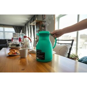 BINO Carafe Unisex 1L Teal Like New Vacuum Insulated Glass Liner Thermal Pitcher
